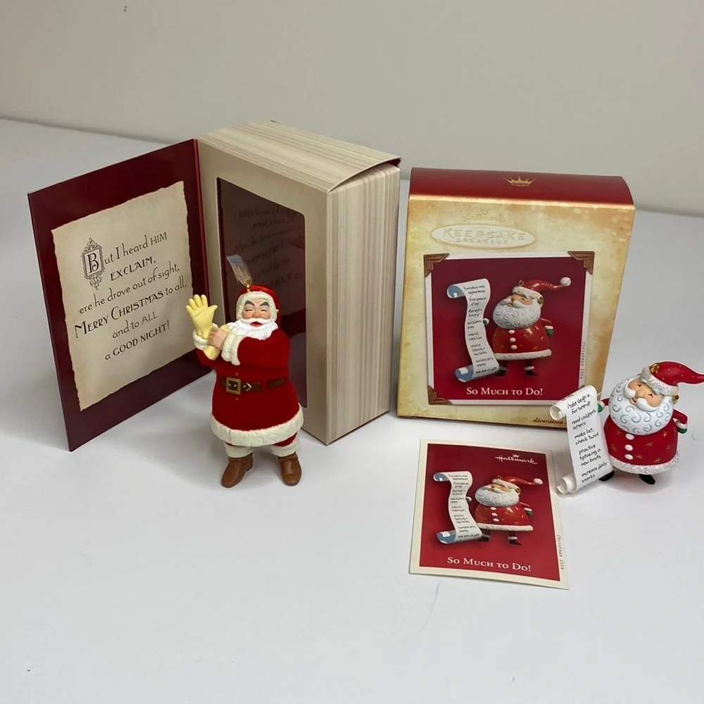 Hallmark Keepsake‎ Lot of 2 Santa Christmas Ornaments with Original Box